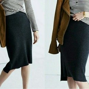 Madewell Rowhouse Merino Wool High Low Hem Knit Skirt Medium Stretchy Pull-On